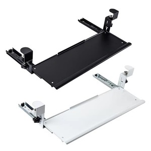 Plateau de clavier sans perçage avec rails coulissants, support d'ordinateur monocouche en acier laminé à froid pour bureau, support de rangement pour souris - Product Image 2