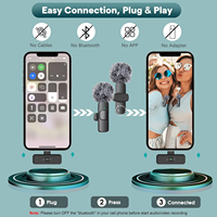 Microphone cravate sans fil omnidirectionnel 2 en 1 portable, carte son, mini K8 C, iPhone, Android, enregistrement audio/vidéo