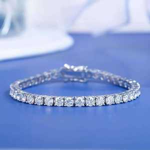 Pulsera de Tenis de Plata S925 con Incrustaciones de Moissanita, Joyería de Diamantes Completos, Pulsera de Cadena VVS, Regalo - Product Image 2
