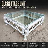Unité de scène en aluminium et verre 300x300mm, treillis 750kg, plateau transparent pour concerts, mariages et événements