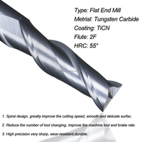 2 Mata Bor Router Flat End Mills 1-12Mm Tungsten Carbide Frees Hrc 45 Mesin CNC Pemotong Penggilingan