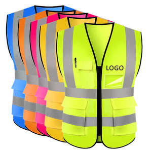 Gilet di Sicurezza Riflettente Multi-Tasca ad Alta Visibilità in Rete con Clip per Radio <span class=keywords><strong>e</strong></span> Porta Penna per Uomo - Product Image 2