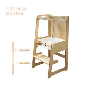 Taburete de Cocina para Niños Pequeños, Torre de Aprendizaje de Madera con Altura Ajustable y Patas Antideslizantes, para Sala de Estar y Escuela, Color Blanco - Product Image 6