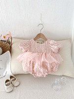 Été Nouveau Bébé Combinaison à manches courtes Dos nu Dentelle Fille Romper Sweet Baby Clothes