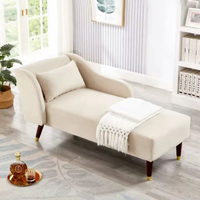 Canapé-lit minimaliste en tissu velours orange beige, une place, chaise longue rembourrée, pour chambre à coucher, salon