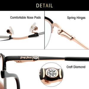 กรอบแว่นตาทรงวงรีสำหรับผู้หญิงเกรย์ล็อค 5095 กรอบเต็มฝังเพชร เลนส์ป้องกันรังสียูวีแบบแฟชั่น - Product Image 4