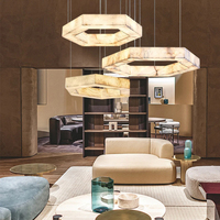Lustre en albâtre pour salon de villa italienne, design créatif, plusieurs tailles, hexagonal, en albâtre naturel, lampes suspendues