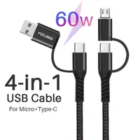 PD 60 W Fast Charging Cable, 3 in 1 USB Cable