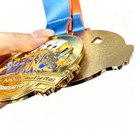 Médaille de poker personnalisée en alliage de zinc, moulage 3D sous pression, émail souple, avec ruban, vente en gros