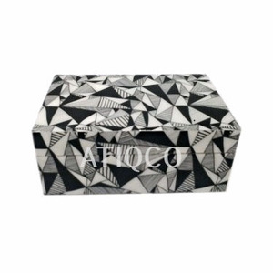 Boîte de rangement en bois ATIQCO avec couvercle, finition peinte, organisateur moderne pour table, avec ruban à mesurer intégré - Product Image 3