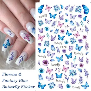 TSZS Wholesale Japanese Style Butterfly Flower Nail Decals 3D Art Waterproof Self Adhesive Nail Stickers Manicures Decorations