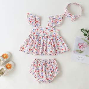 Vêtements vintage en gros pour ensemble de vêtements pour bébé, ensembles 3 pièces pour l'été, pour dormir - Product Image 6