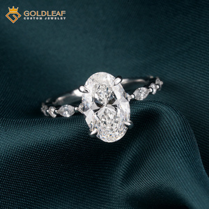 Goldleafgem Custom Oval Cut 10k Gold Plated D Lab-Grown Diamond Engagement <b>Ring</b> Fine Wedding <b>Ring</b> IGI Certified - Product Image 4