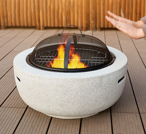EU Round Fire Pit Tabletop Gas Charcoal <b>BBQ</b> Party Use Outdoor Camping <b>Large</b> Fire Pits - Product Image 1