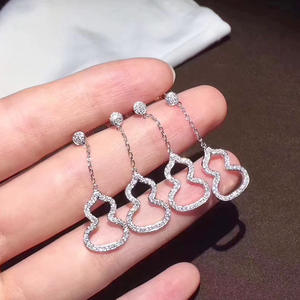 Orecchini Pendenti in Oro Bianco con Cristalli e Strass, Micro Incastonatura, Trendy, da Festa, Moda Femminile - Product Image 3