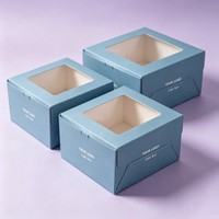 Boîte à pâtisserie bleue de qualité alimentaire personnalisée, emballage jetable pour gâteaux et desserts, boîte à gâteau en papier en gros
