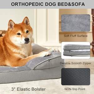 Cama grande para perros, sofá ortopédico impermeable de 52,8 pulgadas, sofá para mascotas con fondo antideslizante, cubierta lavable extraíble gris, espuma de apoyo - Product Image 3