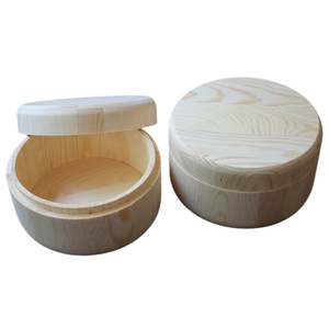 SUNSHINE eco-friendly custom round wooden gift box necklace jewelry perfume wine natural round cylinder wood packaging boxes
