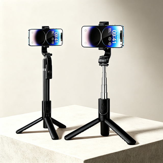 Portable Mini Foldable Telescopic Aluminium Alloy Selfie Stick Tripod LED Ring Light Wireless Remote Retractable Phone Stand