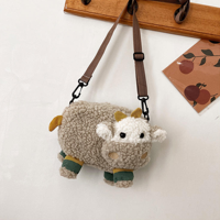 Sac à dos en peluche personnalisé BIPU OEM en forme de vache, jouet en coton PP, animaux en peluche, dessin animé Sherpa, unisexe, pour fêtes, tous âges