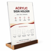 Support de présentation de table en acrylique transparent avec base en bois de chêne pour panneaux d'affichage de café, présentoir en vrac pour la maison et le bureau