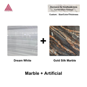 大理石和石英石折扣石材套装 梦幻白大理石，适用于商业建筑外墙饰面和铺路 - Product Image 1