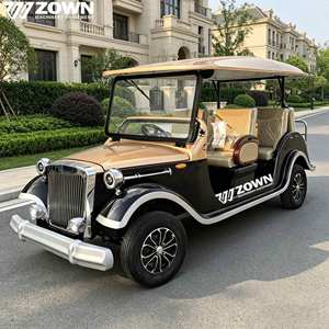 Voiture électrique classique ZOWN, style vintage, noir et or, toit ouvert, 4 places, véhicule de loisirs en plein air avec garantie de 2 ans - Product Image 1