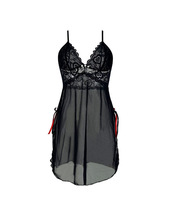 Lingerie féminine en dentelle, babydoll en satin, chemise de nuit longue jusqu'aux genoux, col en V, vêtements de nuit en maille avec fente latérale