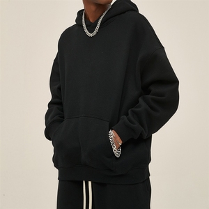 Sudadera de Invierno de Lujo para Hombre, Relleno de Lana y Plumón, Peso Pesado, Color Negro Bicolor, Hombros Caídos, Doble Capa, para Viaje - Product Image 2