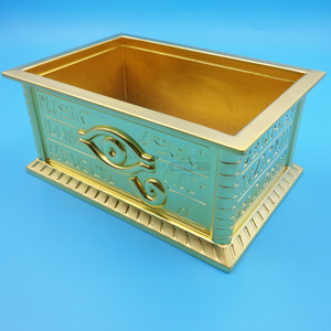 Boîte à bijoux en alliage de zinc moulé sous pression, finition métallique plaquée or, forme géométrique, rangement de bureau, cadeau d'affaires - Product Image 1