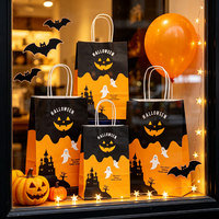 Sac en papier d'Halloween personnalisé avec logo imprimé, sac cadeau en papier kraft pour bonbons, idéal pour les fêtes, emballage de courses, vente en gros