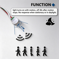 IKSLED Mini 12V24V PIR Modul Sensor Gerak Inframerah 30S Delay Off 5CM Probe Mode Siang & Malam untuk Strip LED 5V Pengontrol Lampu