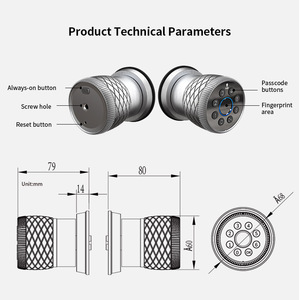 Kunci Pintu Bulat Pintar Tanpa Kunci, Entri <span class=keywords><strong>Digital</strong></span> Sidik Jari, Remote Aplikasi Tuya untuk Kunci Pintu Kayu yang Kompatibel - Product Image 5