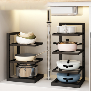 Étagère de rangement de <span class=keywords><strong>cuisine</strong></span> moderne en métal de haute qualité, style fer réglable, écologique, organisateur à 5 niveaux pour casseroles, poêles et couvercles - Product Image 1