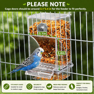 Mangeoire et abreuvoir automatiques pour oiseaux et perroquets, conteneur à graines et nourriture en acrylique, accessoires de cage pour petits et moyens perruches - Product Image 4