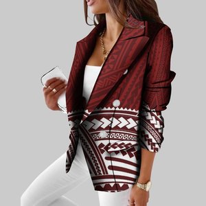 Nouvelle Mode : Blazers et Costumes Femmes à Imprimé Tribal Polynésien, Manches Longues, Sur Mesure, Grande Taille - Product Image 1