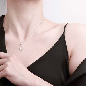 Collar de Plata de Ley S925 con un Pequeño Colgante de Serpiente y Collar de Moissanita - Product Image 2