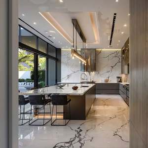 Armoires coulissantes sur mesure avec finition miroir et bois pour cuisine, OEM/ODM disponible - Product Image 1