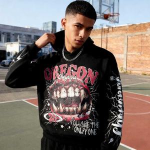 Sudadera con Capucha Oversize de Manga Larga 100% Poliéster con Estampado Digital de Letras y Dibujos Animados, Diseño Personalizado para Otoño 2025, Hombros Caídos - Product Image 3