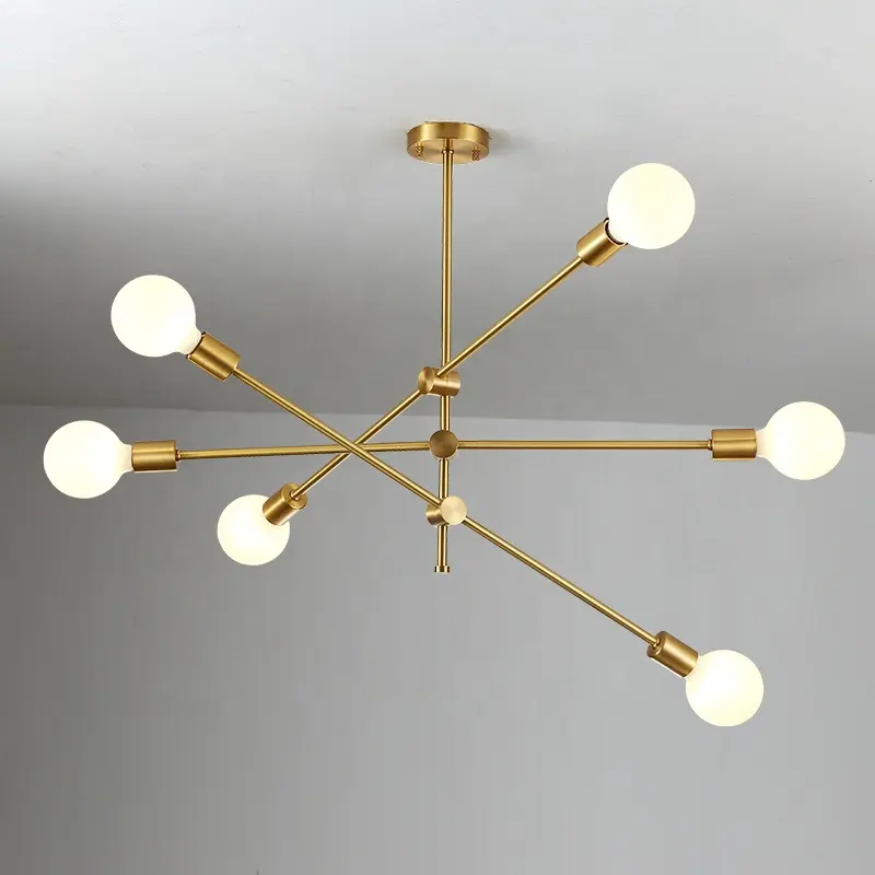 Minimalist modern simple gold metal ceiling pendant lamps e27 creative chandelier home office art decor indoor pendant light