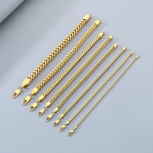 Cho đồ trang sức thời trang nam 14K mạ vàng đồng Vòng đeo tay hợp thời trang Cuban chuỗi Thép không gỉ Vật liệu chính - Product Image 5