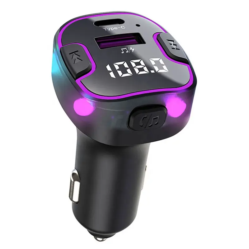 Bluetooth 5.3 Carregador de Carro Carregamento Rápido USB Tipo C Carro Telefone Carregador FM Transmissor Handsfree Isqueiro MP3 Music Player