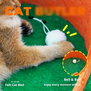 Modern Sustainable Sound-Absorbing Felt Cat Hideaway Collapsible Enclosed Cat Cave & Cozy Indoor Play Tunnel Print Design - Product Image 4