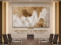 Art mural texturé en bas-relief abstrait avec effet de gouttes d'encre marron et blanc, cadre en aluminium, pour hall d'hôtel, toile de fond en marbre, personnalisable OEM
