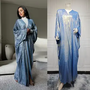 New Design Kimono Abaya Hot Stamping 2024 Islamic Bat Sleeve Abaya Femmes Robe Musulmane Open Abaya