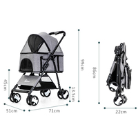 Lzmaker-poussette pliable 2 en 1, à quatre roues séparée et chariot pour animaux de compagnie, accessoire de transport pliable avec une main