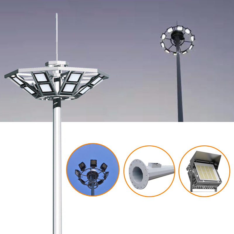 Hengtong Hot-DIP Galvanized Conical Octagonal High Mast Light 15m 20m 25m 30m 35m 40m LED Stadium High Mast Light Pole