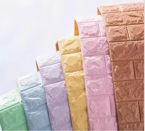 Solid Color 3D Brick Foam Wallpaper Home Decoration Self-adhesive Wall Sticker And Wall Panels