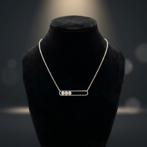Collar de Diamantes Cultivados en Laboratorio con Certificación IGI, 0.30ct, Corte Brillante de 3 Piedras, Cadena Clásica con Barra Móvil, Oro Sólido de 18K, 14K, 10K, Plata 925 - Product Image 3
