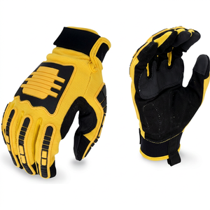 Guantes de Seguridad Amarillos y Negros con Puntas de Dedos con Textura de Microdiamantes en Relieve, Antideslizantes, con Muñequera Elástica, para Uso General - Product Image 1